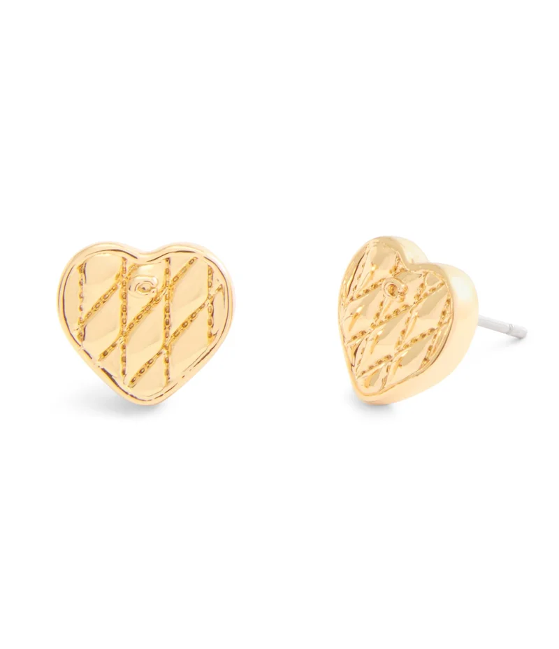 كوتش Signature Quilted Heart Bag Stud Earrings